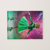 Schattige schaatskat in het groen legpuzzel (Horizontaal)