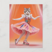 Schattige schaatskat in het roze briefkaart (Voorkant)