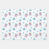 Schattige schaatsmuizen meisje kerst pastel kuwaii inpakpapier vel (Voorkant)