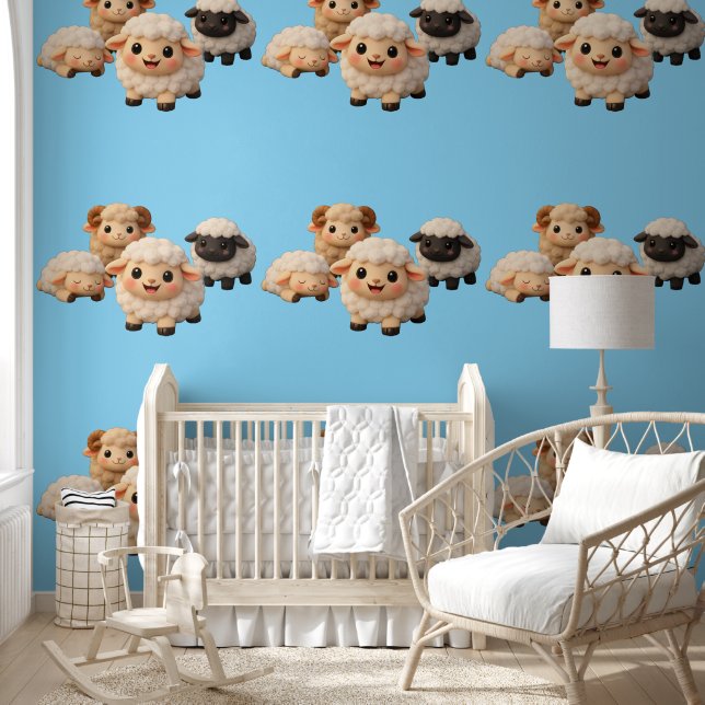 Schattige schapen  behang (Kinderen)