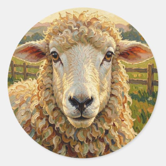 Schattige schapen op een ranch | Boerderijdieren Ronde Sticker (Voorkant)
