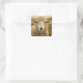 Schattige schapen op een ranch  | Boerderijdieren Vierkante Sticker (Tas)