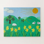 schattige schapenbomen berusten op blauwe hemel en legpuzzel (Horizontaal)