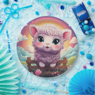 Schattige schapenpapier bord