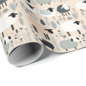 Schattige schapenpastel beige kleuren minimaal cadeaupapier (Rol Hoek)