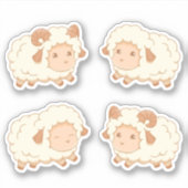 Schattige Schapje, Set van 4 Sticker (Voorkant)