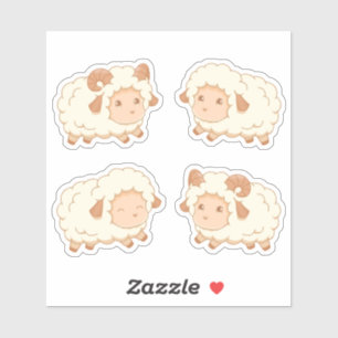 Schattige Schapje, Set van 4 Sticker
