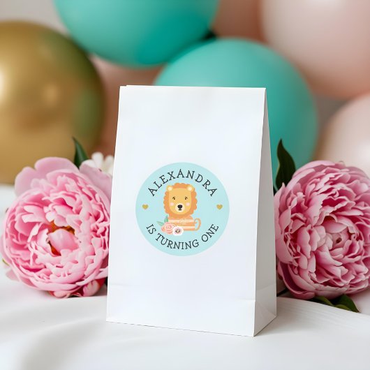 Schattige Schattig baby Lion Party Animal Ronde Sticker