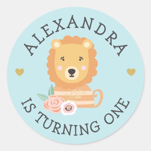Schattige Schattig baby Lion Party Animal Ronde Sticker (Voorkant)