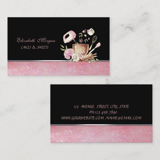 Schattige Schattig Elegant Bakkerij Gereedschap Bl Visitekaartje (Voorkant / Achterkant)