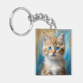 Schattige Schattig kattenportret Sleutelhanger (Voorkant Links)