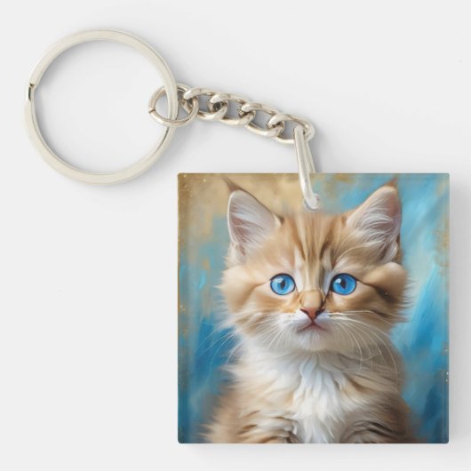 Schattige Schattig kattenportret Sleutelhanger (Voorkant)
