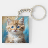 Schattige Schattig kattenportret Sleutelhanger (Achterkant)