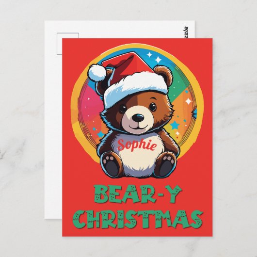 Schattige Schattig Kawaii Chibi Beer-y Kerst Beer Briefkaart (Voorkant / Achterkant)