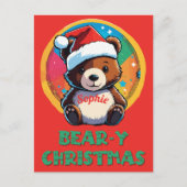 Schattige Schattig Kawaii Chibi Beer-y Kerst Beer Briefkaart (Voorkant)