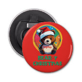 Schattige Schattig Kawaii Chibi Beer-y Kerst Beer Button Flesopener (Voorkant)