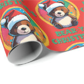 Schattige Schattig Kawaii Chibi Beer-y Kerst Beer Cadeaupapier (Rol Hoek)