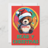 Schattige Schattig Kawaii Chibi Beer-y Kerst Beer Feestdagenkaart (Voorkant)