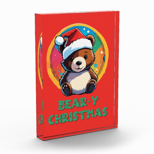 Schattige Schattig Kawaii Chibi Beer-y Kerst Beer Fotoblokken (Links)