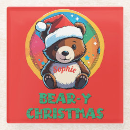 Schattige Schattig Kawaii Chibi Beer-y Kerst Beer Glazen Onderzetter