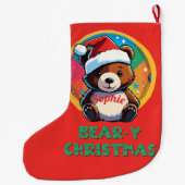 Schattige Schattig Kawaii Chibi Beer-y Kerst Beer Grote Kerstsok (Achterkant)