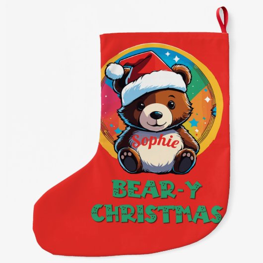 Schattige Schattig Kawaii Chibi Beer-y Kerst Beer Grote Kerstsok (Achterkant)