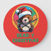 Schattige Schattig Kawaii Chibi Beer-y Kerst Beer Grote Klok (Voorkant)