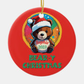 Schattige Schattig Kawaii Chibi Beer-y Kerst Beer Keramisch Ornament (Voorkant)