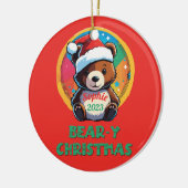 Schattige Schattig Kawaii Chibi Beer-y Kerst Beer Keramisch Ornament (Links)
