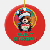 Schattige Schattig Kawaii Chibi Beer-y Kerst Beer Keramisch Ornament (Achterkant)