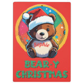 Schattige Schattig Kawaii Chibi Beer-y Kerst Beer Klembord (Achterkant)