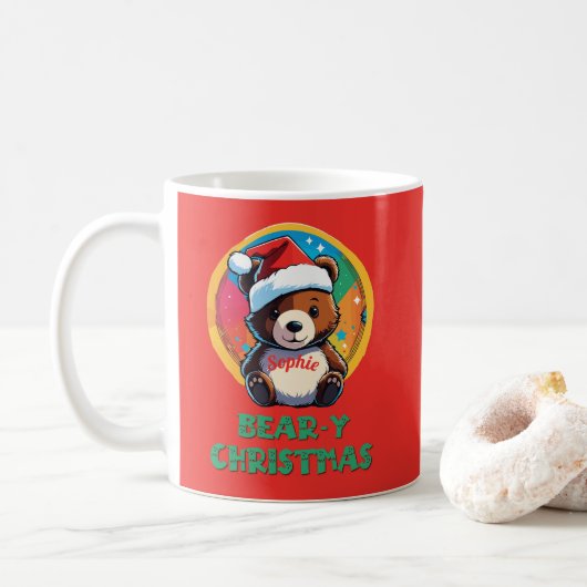 Schattige Schattig Kawaii Chibi Beer-y Kerst Beer Koffiemok (Met donut)
