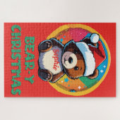 Schattige Schattig Kawaii Chibi Beer-y Kerst Beer Legpuzzel (Horizontaal)