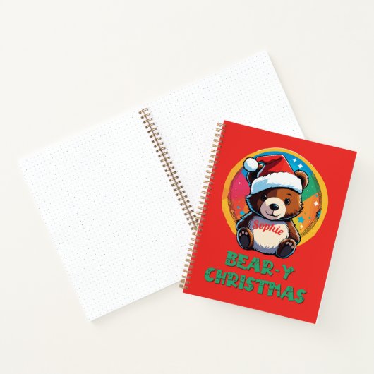 Schattige Schattig Kawaii Chibi Beer-y Kerst Beer Notitieboek (Binnen)