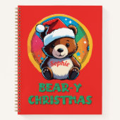 Schattige Schattig Kawaii Chibi Beer-y Kerst Beer Notitieboek (Voorkant)