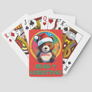Schattige Schattig Kawaii Chibi Beer-y Kerst Beer Pokerkaarten