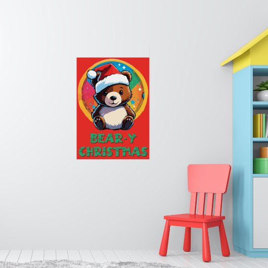 Schattige Schattig Kawaii Chibi Beer-y Kerst Beer Poster (Kinderkamer 1)