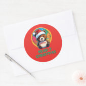 Schattige Schattig Kawaii Chibi Beer-y Kerst Beer Ronde Sticker (Envelop)