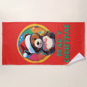 Schattige Schattig Kawaii Chibi Beer-y Kerst Beer Strandlaken (Voorkant)