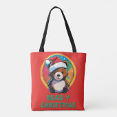 Schattige Schattig Kawaii Chibi Beer-y Kerst Beer Tote Bag (Achterkant)