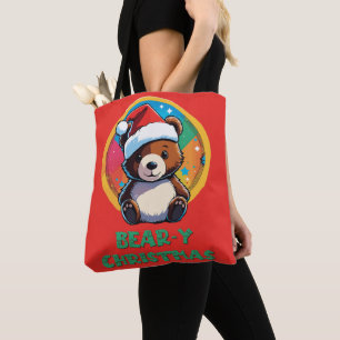 Schattige Schattig Kawaii Chibi Beer-y Kerst Beer Tote Bag