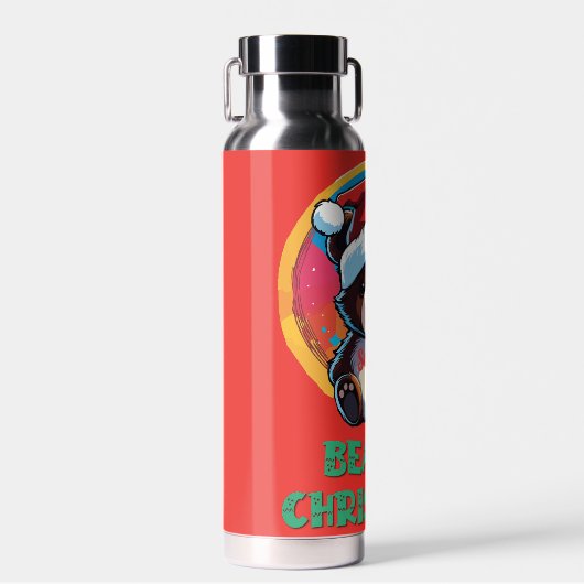 Schattige Schattig Kawaii Chibi Beer-y Kerst Beer Waterfles (Voorkant)