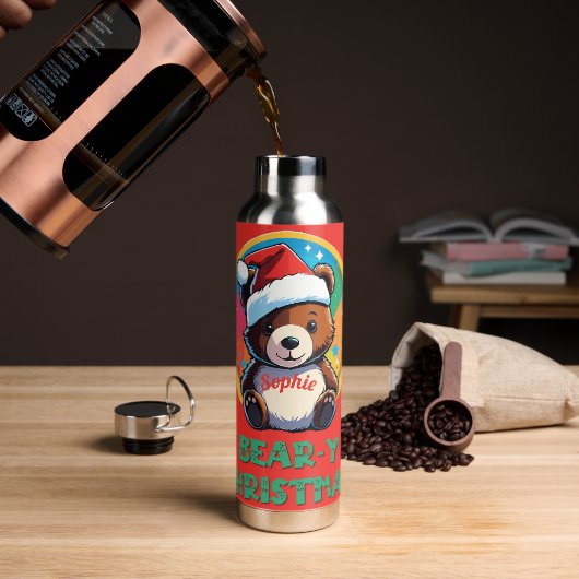 Schattige Schattig Kawaii Chibi Beer-y Kerst Beer Waterfles (Koffie)