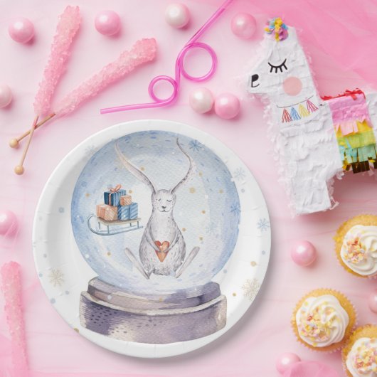 Schattige schattig kerstkonijn papieren bordje (Feest)