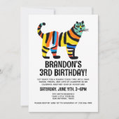 Schattige Schattig Kleurrijk Tijger Kind Verjaarda Kaart (Voorkant)