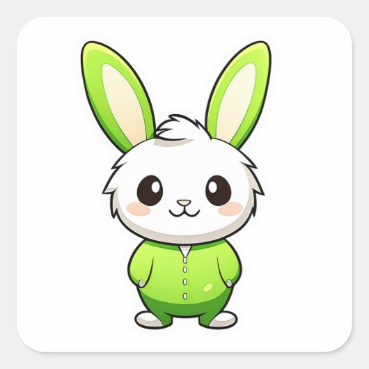 Schattige Schattig konijnendier Vierkante Sticker (Voorkant)