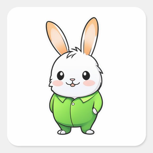 Schattige Schattig konijnendier Vierkante Sticker (Voorkant)