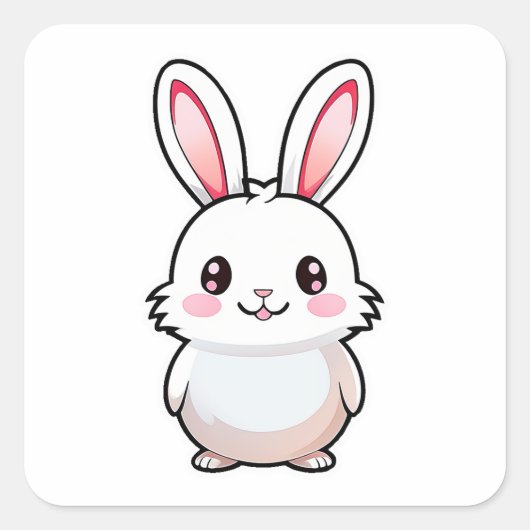 Schattige Schattig konijnendier Vierkante Sticker (Voorkant)