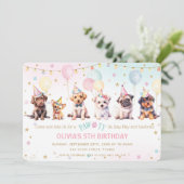 Schattige Schattig Pawty Dog Puppy Verjaardagsfees Kaart (Staand voorkant)
