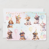 Schattige Schattig Pawty Dog Puppy Verjaardagsfees Kaart (Achterkant)
